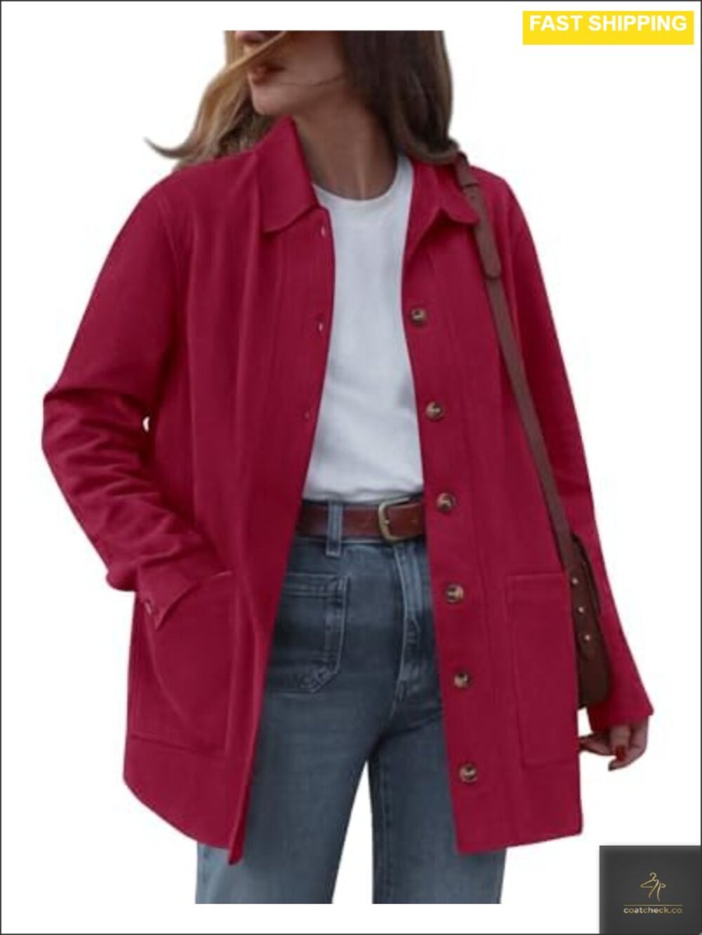 Faux Suede Button Down Jacket Long Sleeve Lapel Collar Front Pockets
